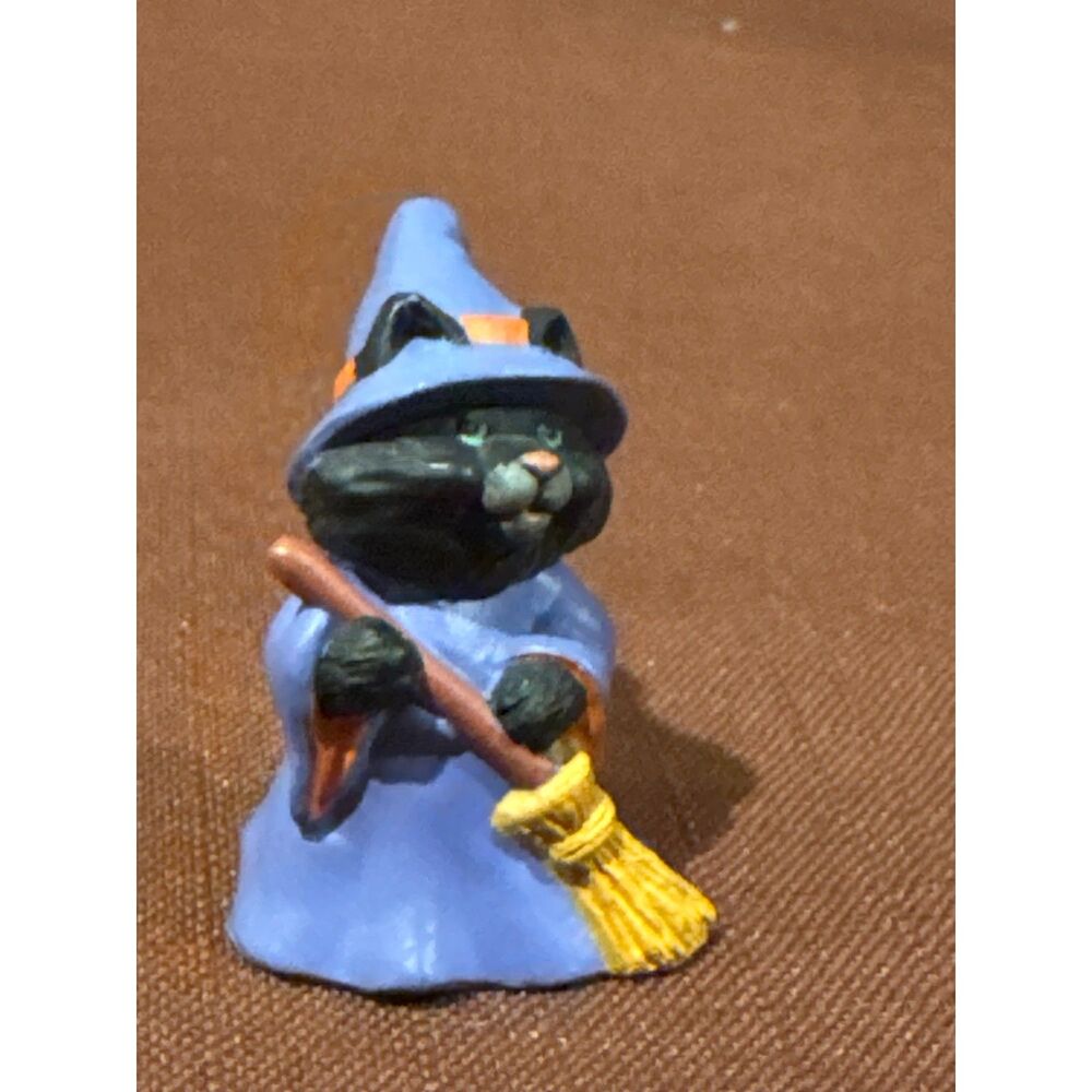 Hallmark Merry Miniatures Black Cat Witch with a Broom